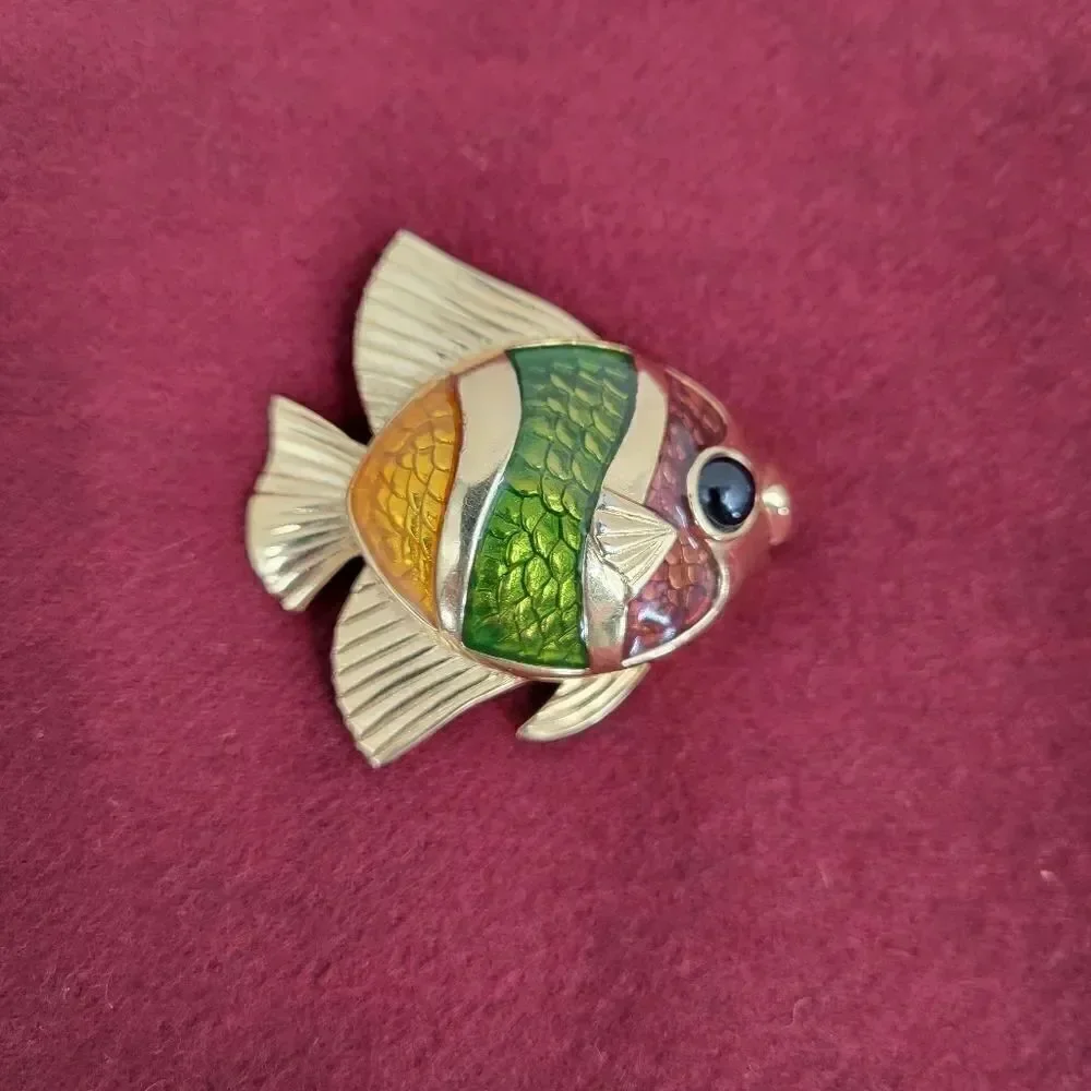 Estee Lauder Tropical Fish White Linen Compact Trinket Box 90s